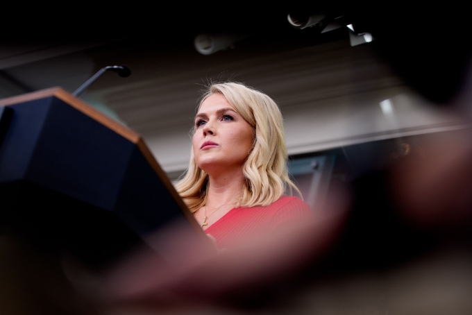 White House press secretary Karoline Leavitt takes a question during the daily press briefing in the Brady Press Briefing Room at the White House on May 29, 2025 in Washington, DC. Andrew Harnik/Getty Images