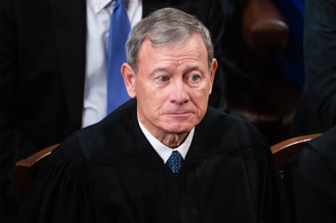 Chief Justice John Roberts attends President Donald Trump's address to a joint session of Congress in the House Chamber of the US Capitol in Washington DC, in 2025.  Tom Williams/CQ-Roll Call/Getty Images