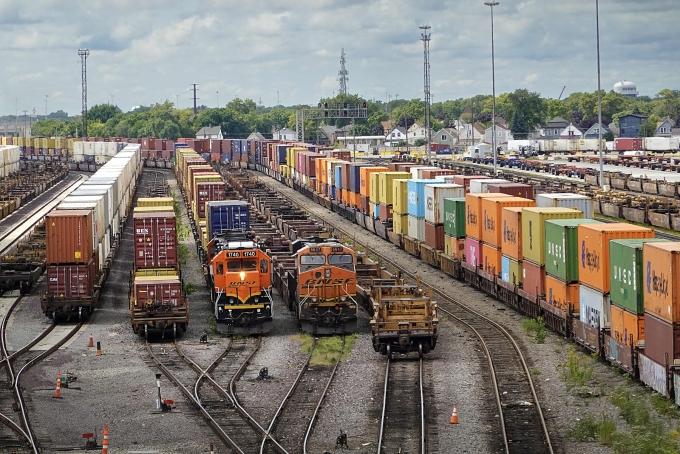 Freight is transferred between rail and truck at the BNSF intermodal on September 17, 2026 in Cicero, Illinois. Scott Olson | Getty Images News | Getty Images