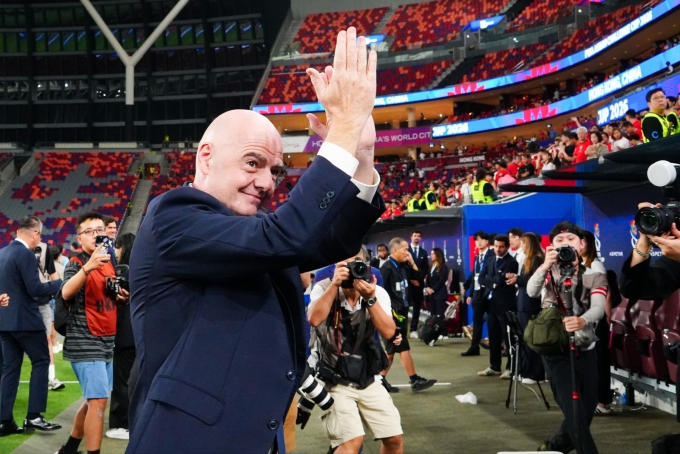 Gianni Infantino at the Fifa Asean Challenge Cup final in Hong Kong last week © Zulu Lo/Nexpher Images via Zuma Press Wire