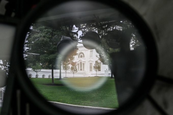 The White House is seen reflected in equipment hanging inside of the CNN workspace on the grounds of the White House in Washington, DC, on September 23, 2026. Alex Wroblewski/AFP/Getty Images