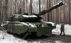A German Leopard tank manned by Ukrainian forces in the Donetsk region in November 2023. Photograph: Anatolii Stepanov/AFP/Getty Images