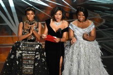 Actors Janelle Monae, Taraji P. Henson, and Octavia Spencer speak onstage during the 89th Annual Academy Awards, 2017. Kevin Winter / Getty Images