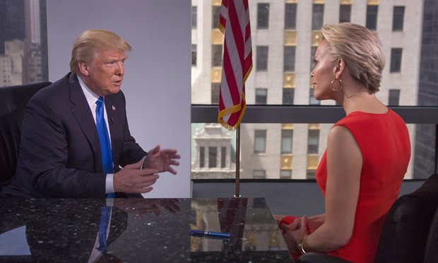  Megyn Kelly and Donald Trump during the Fox special ‘Megyn Kelly Presents’, which aired on Tuesday. Photograph: Fox/Getty Images