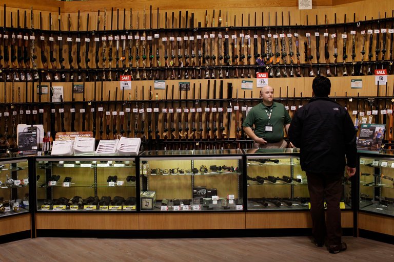 The gun department in a Dick’s Sporting Goods store in Paramus, N.J., in 2012. The retailer is taking a stance in the national debate on gun control by ending sales of all assault-style rifles in its stores. Credit Victor J. Blue/Bloomberg