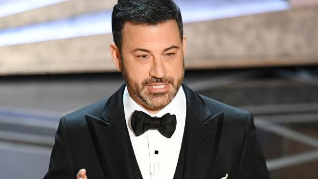 Jimmy Kimmel speaks onstage during the 90th Annual Academy Awards.Source:Getty Images