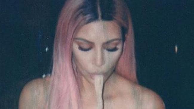 Kim Kardashian eats noodles topless in Japan. Picture: Kim Kardashian/InstagramSource:Supplied