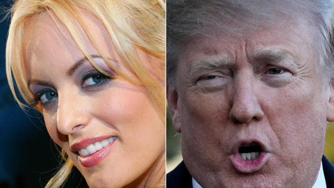 Stormy Daniels has spoken about her encounters with Donald trump on 60 Minutes. Picture: AFP/Getty Images/Ethan Miller/Olivier DoulierySource:AFP