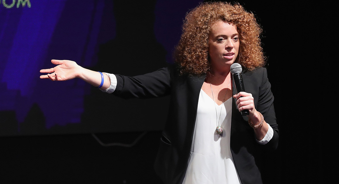 Comedian Michelle Wolf performs during a gig in New York City on June 29. Wolf asked Saturday night whether the media is "obsessed with Trump."