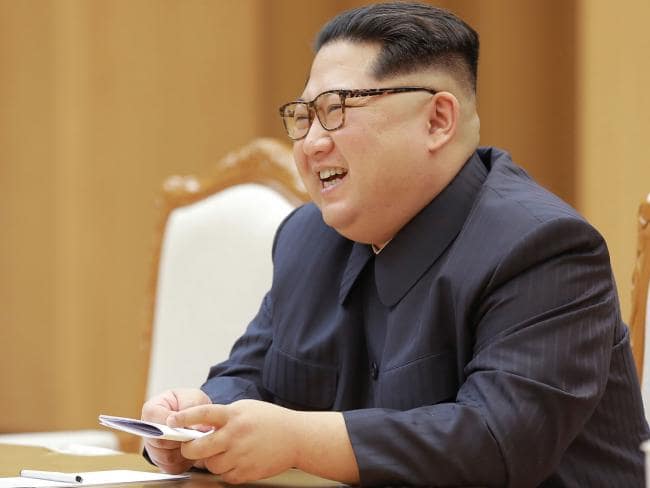 This April 14, 2018 picture from North Korea's official Korean Central News Agency (KCNA) on April 16, 2018 shows North Korean leader Kim Jong-un. Pic: AFPSource:AFP