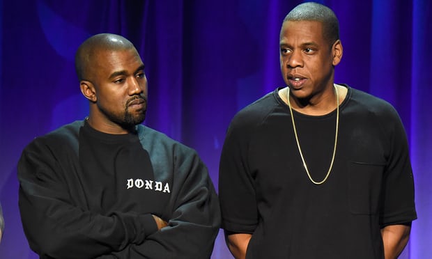 Kanye West and Jay-Z at the Tidal launch event in 2015. Photograph: Kevin Mazur/Getty Images North America