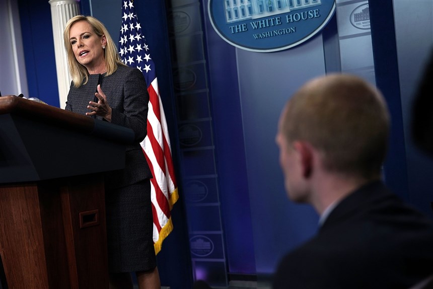 Secretary of Homeland Security Kirstjen Nielsen on Monday defended the administration's policy of separating migrant children from their parents at the southern border.Alex Wong / Getty Images