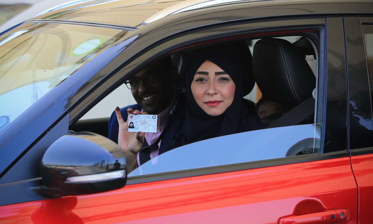 A Saudi woman behind the wheel. Photograph: Anadolu Agency/Getty Images