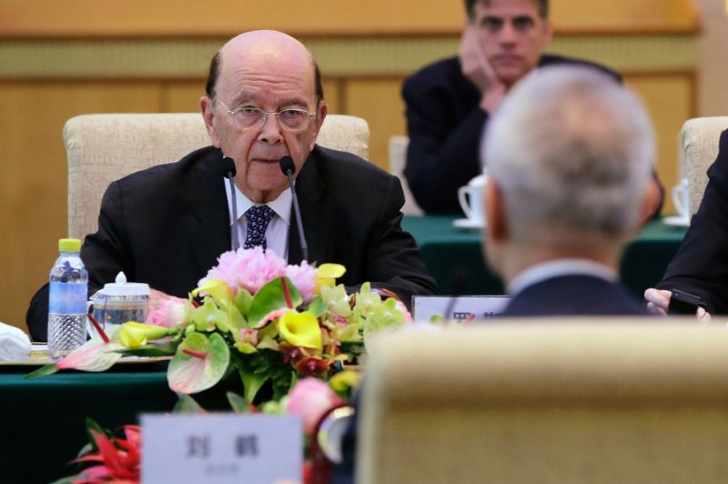 US Commerce Secretary Wilbur Ross, who announced a deal to ease sanctions on Chinese firm ZTE, is seen at a June 3 meeting in Beijing with Chinese Vice Premier Liu He (AFP Photo/Andy Wong)