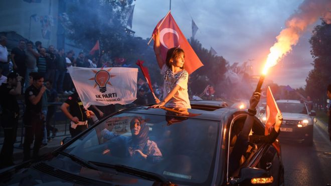 GETTY IMAGES / The president's supporters took to the streets of Istanbul to celebrate