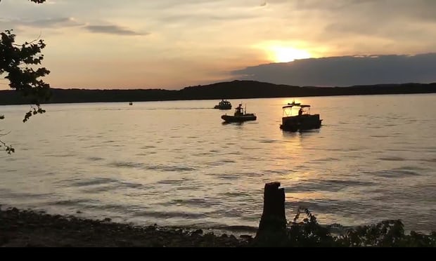 Agencies respond after an amphibious duck boat capsized on Table Rock Lake in Branson, Missouri. Photograph: Southern Stone County Fire Protection District/EPA