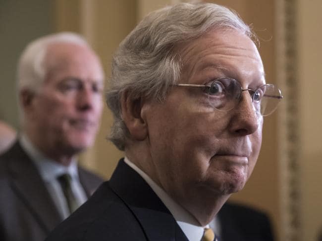 Senate Majority Leader Mitch McConnell said two days ago that there will be no government shut down, however, Mr Trump tweeted on Sunday that there could be if he didn’t get his way on immigration. Picture: AP.Source:AP