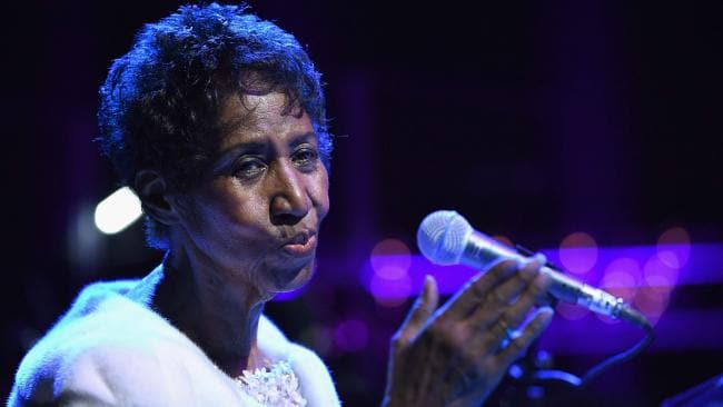 Aretha Franklin during her last public performance for the Elton John AIDS Foundation.