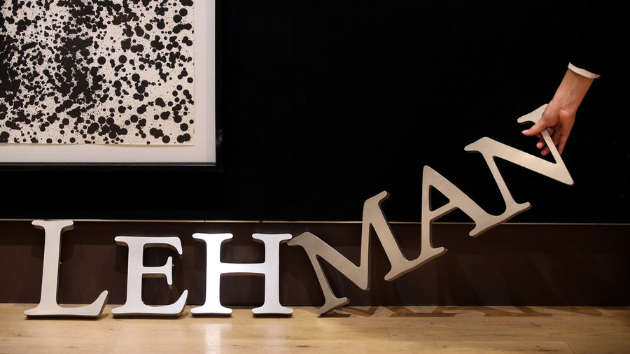 Lehman Brothers corporate logo at Christie's auction house © Oli Scarff / Getty Images