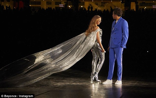 It takes two: Bey shared several on-stage moments with her other half Jay Z