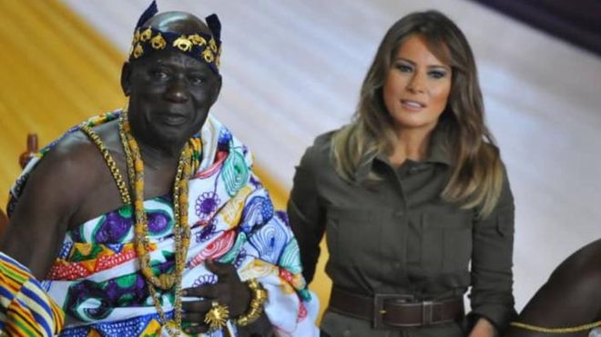 DAILY GRAPHIC / Melania Trump paid a courtesy call on the local chief Osabarimba Kwesi Atta II before visiting the fort
