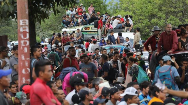 GETTY IMAGES / The group was held at the border by Guatemalan police on Monday for several hours