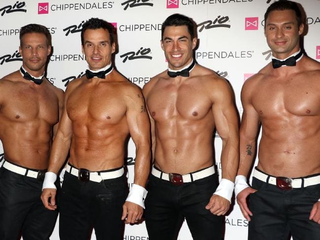 Antonio Sabato Jr, second from the left, debuts in Chippendales Las Vegas as celebrity guest host in 2016. Picture: SplashSource:Supplied