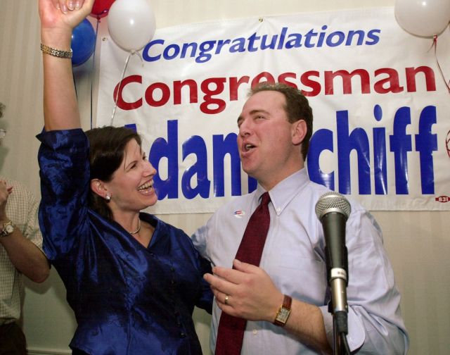 Rep. Adam Schiff, R-Calif., and his wife celebrated beating incumbent Rep. James E. Rogan in 2000. (Photo: Mark J. Terrill/AP)