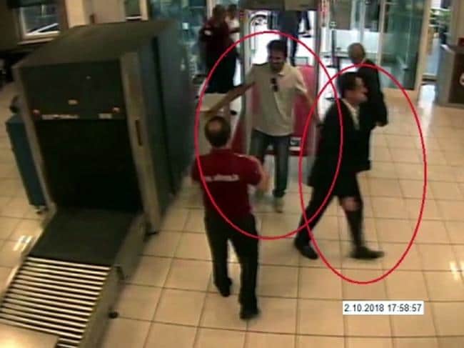 A man previously seen with Saudi Crown Prince Mohammed bin Salman’s entourage arrives at Ataturk Airport in Istanbul on the day Jamal Khashoggi went missing. Picture: APSource:AP