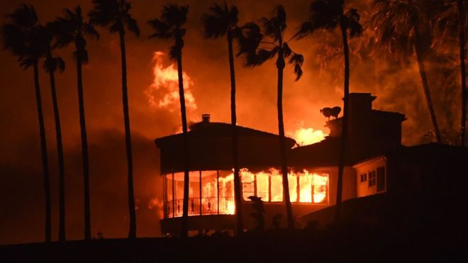AFP /The Woolsey Fire raced west into coastal communities, including Malibu