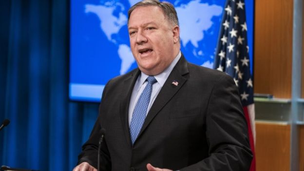 EPA / Mike Pompeo backed Mr Trump, saying "it's a mean, nasty world out there"