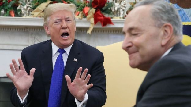 GETTY IMAGES / Mr Trump and the Democratic leadership often interrupted each other during the meeting