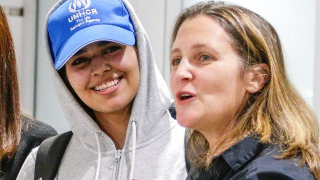 REUTERS / Ms Mohammed was met at Toronto's airport by Canadian Foreign Minister Chrystia Freeland