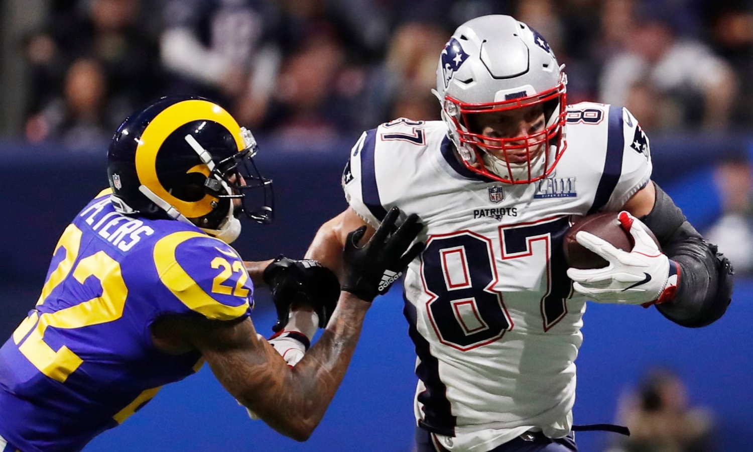 Rob Gronkowski is a three-time Super Bowl champion who has been one of the most dominant players at his position. Photograph: Kevin Lamarque/Reuters