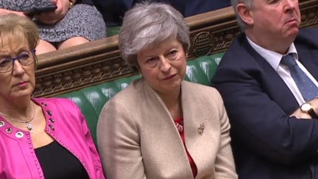 Britain's Prime Minister Theresa May in the House of Commons in London on March 29, 2019, during a debate on the Government's Withdrawal Agreement. Pic: AFPSource:AFP