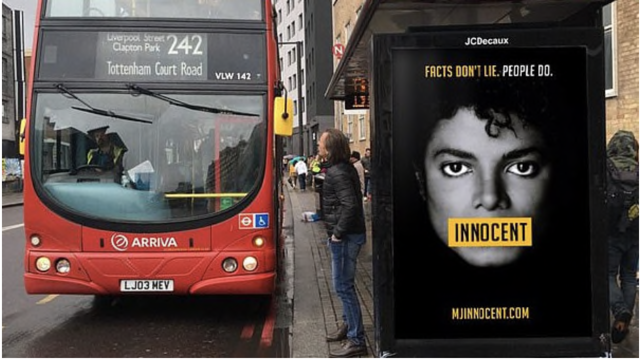 The ads scattered around London professing Michael Jackson's innocence. Picture: GoFundMeSource:Supplied