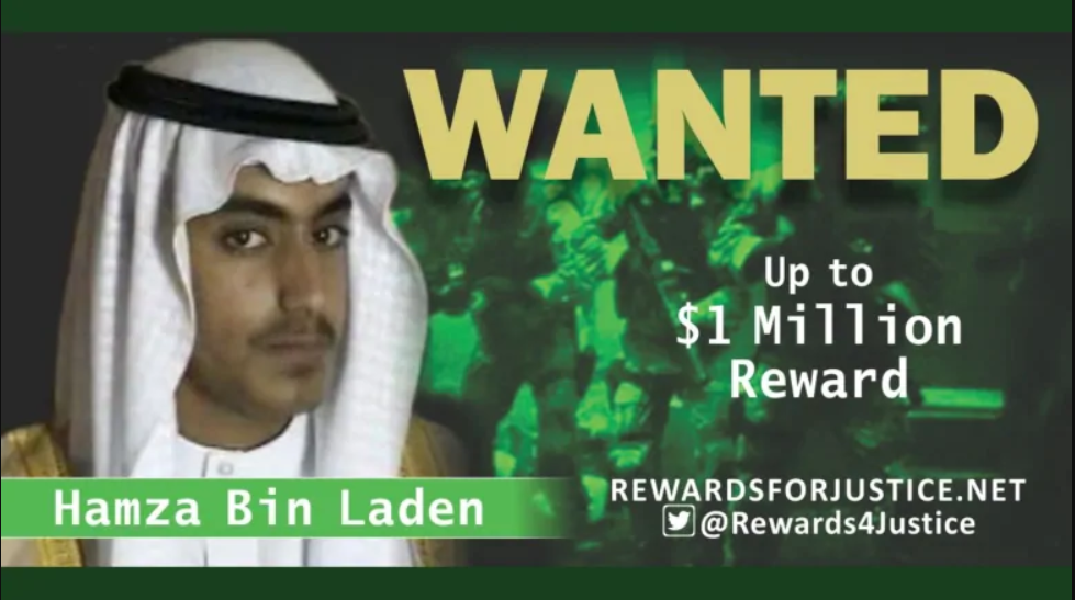 photograph circulated by the U.S. State Department’s Twitter account announcing a $1 million US reward for al Qaeda key leader Hamza bin Laden, son of Osama bin Laden. (U.S. State Dept./Reuters)