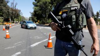 REUTERS / Police quickly sealed off the scene of the shooting in Poway