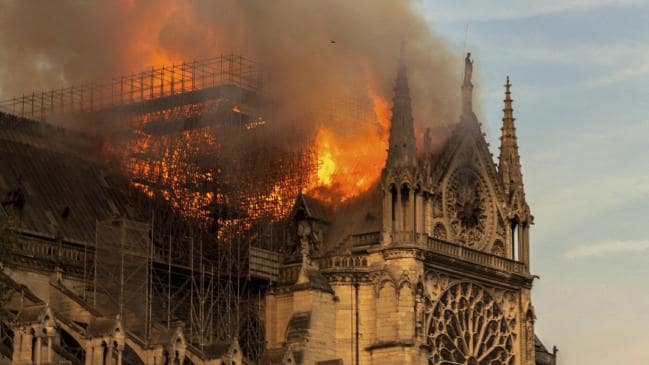 Notre Dame Cathedral burning in Paris. Picture: APSource:AP