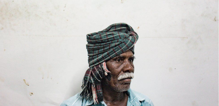 FEDERICO BORELLA / A portrait of Karpule, who once worked as farmer in Tamil Nadu, India. Now, he works on a construction site, and earns 400 rupees per day.