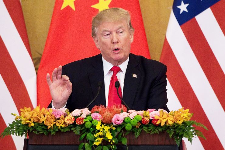 President Donald Trump speaks during a press conference with China’s President Xi Jinping at the Great Hall of the People in Beijing on November 9, 2017. Nicholas Asfouri | AFP | Getty Images