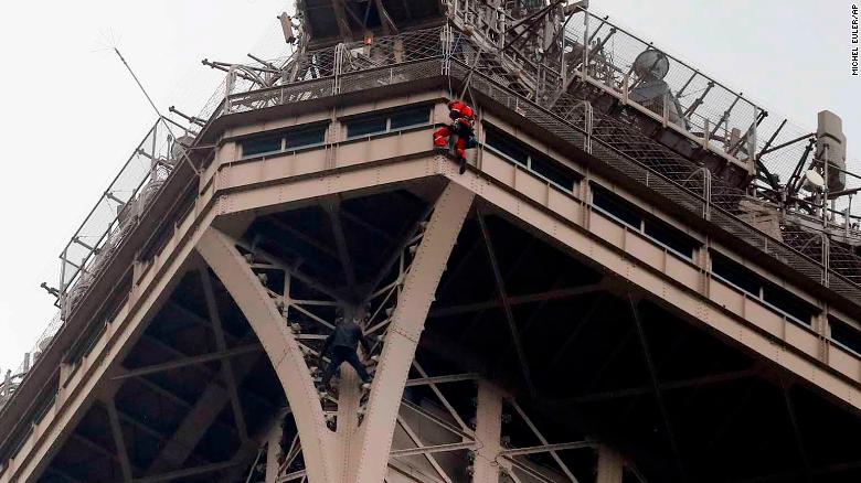 The Eiffel Tower has been closed to visitors after a man was seen scaling it on Monday, May 20, 2019.