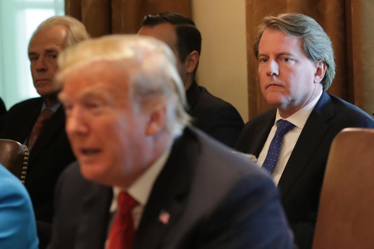 White House counsel Don McGahn (right) at a cabinet meeting with U.S. President Donald Trump in the White House on October 17, 2018. PHOTO BY CHIP SOMODEVILLA/GETTY IMAGES