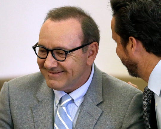 Kevin Spacey listens to attorney Alan Jackson during a pretrial hearing on  June 3, 2019, in Nantucket, Mass. Kevin Spacey listens to attorney Alan Jackson during a pretrial hearing on June 3, 2019, in Nantucket, Mass. (Photo: Steven Senne/