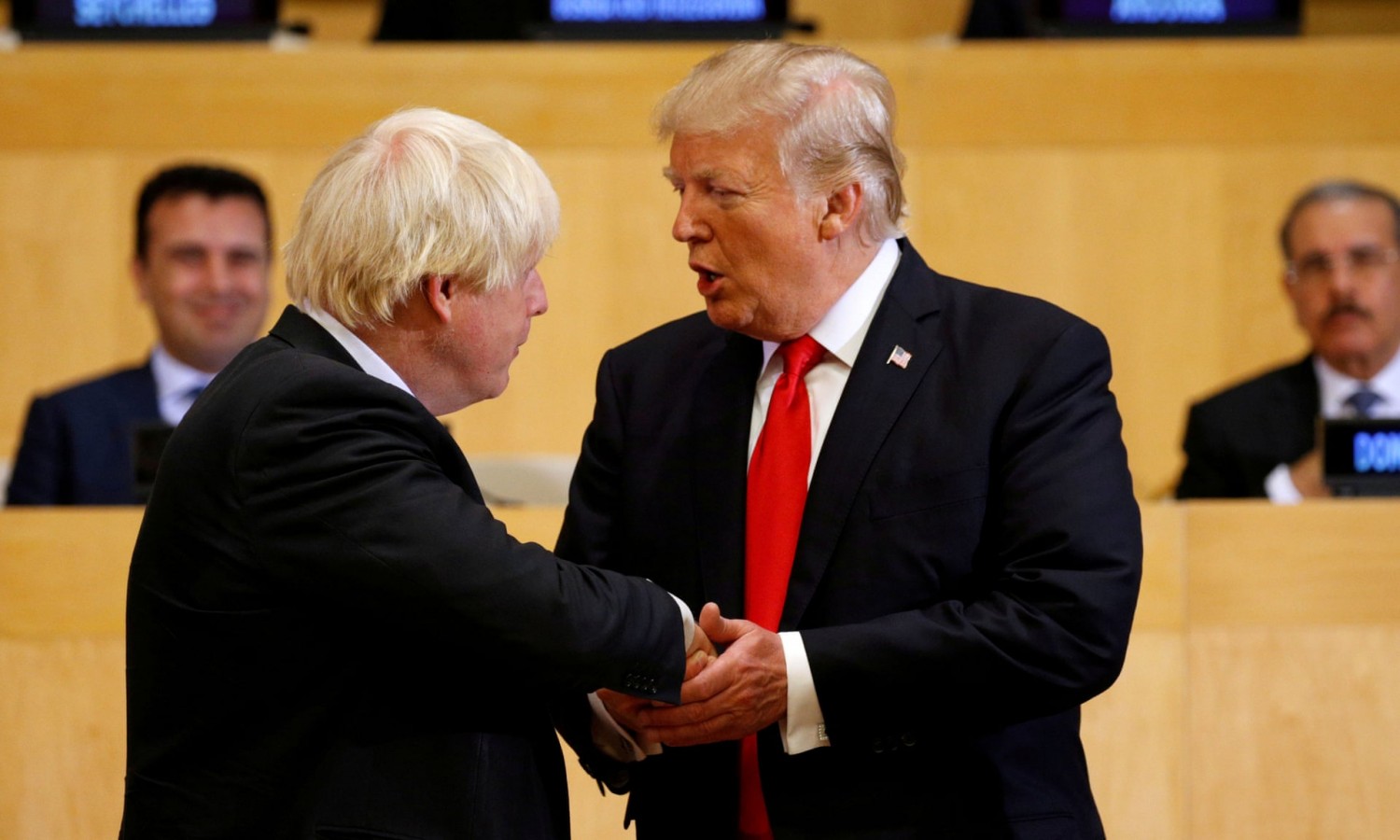 Donald Trump shakes hands with Boris Johnson at the UN in September 2017 Photograph: Kevin Lamarque/Reuters