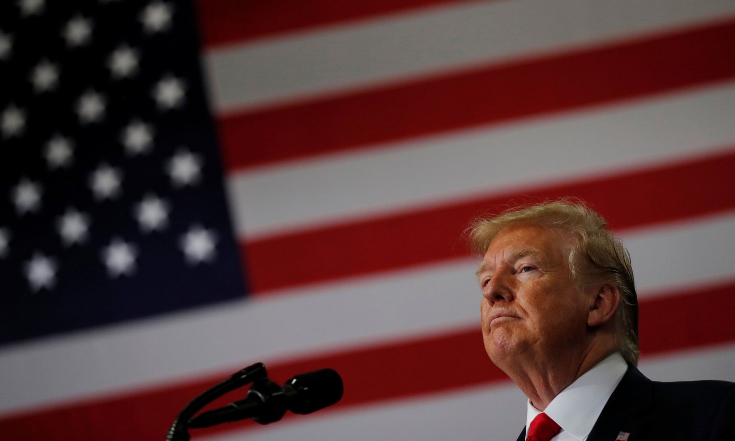 Donald Trump tweeted that ‘the Radical Left Congresswomen’ should apologize to ‘our Country, the people of Israel and even to the Office of the President’. Photograph: Carlos Barría/Reuters