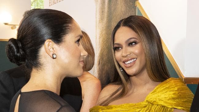 Meghan, Duchess of Sussex (L) meets cast and crew including Beyonce Knowles-Carter (R) at the European premiere of Disney's "The Lion King" Picture: Getty ImagesSource:Getty Images