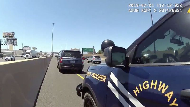 Body cam video shows Nevada Highway Patrol Trooper Travis Smaka’s encounter with a hearse driver in Las Vegas. (Nevada Highway Patrol)