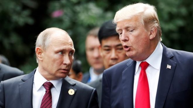 REUTERS / Presidents Vladimir Putin and Donald Trump, pictured in 2017, have pulled out of the INF treaty