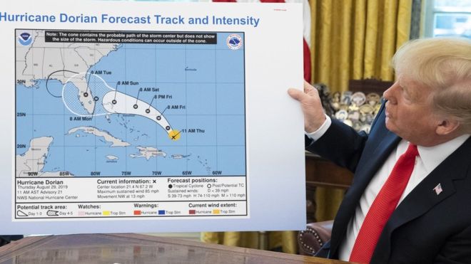 GETTY IMAGES / The black loop appeared to have been added to include Alabama in the storm's projected path